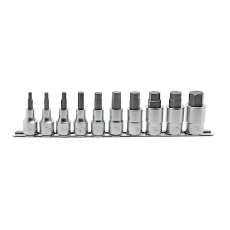 Bit Socket Set 4mm-19mm Hex 300mm 10 Pieces 1/2 Sq. Drive